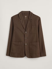 Seasalt Cornwall Brown Mens Tollgate Linen/Cotton Blend Jacket - Image 4 of 5