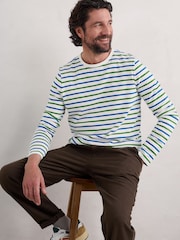 Seasalt Cornwall White/Multi Mens Sailor Shirt With Crew Neck - Image 1 of 5