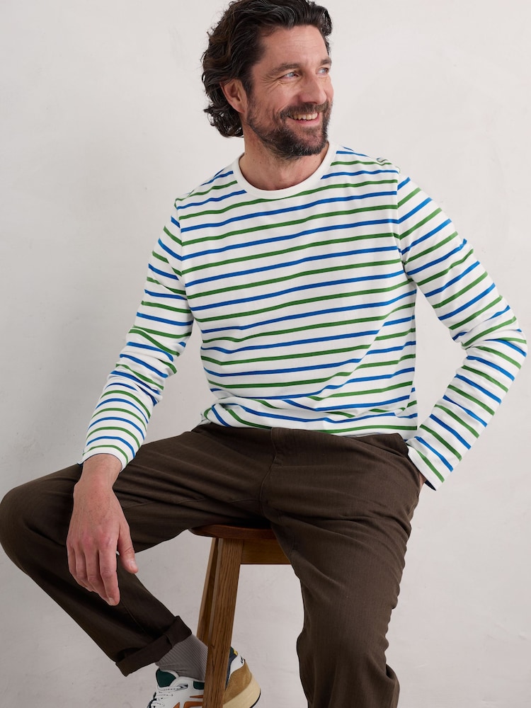 Seasalt Cornwall White/Multi Mens Sailor Shirt With Crew Neck - Image 1 of 5