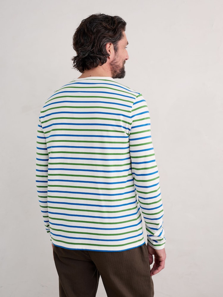 Seasalt Cornwall White/Multi Mens Sailor Shirt With Crew Neck - Image 2 of 5