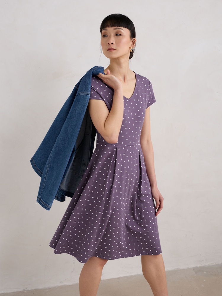 Seasalt Cornwall Purple Pier View Jersey Dress - Image 1 of 5 Seasalt Cornwall Purple Pier View Jersey Dress - Image 1 of 5