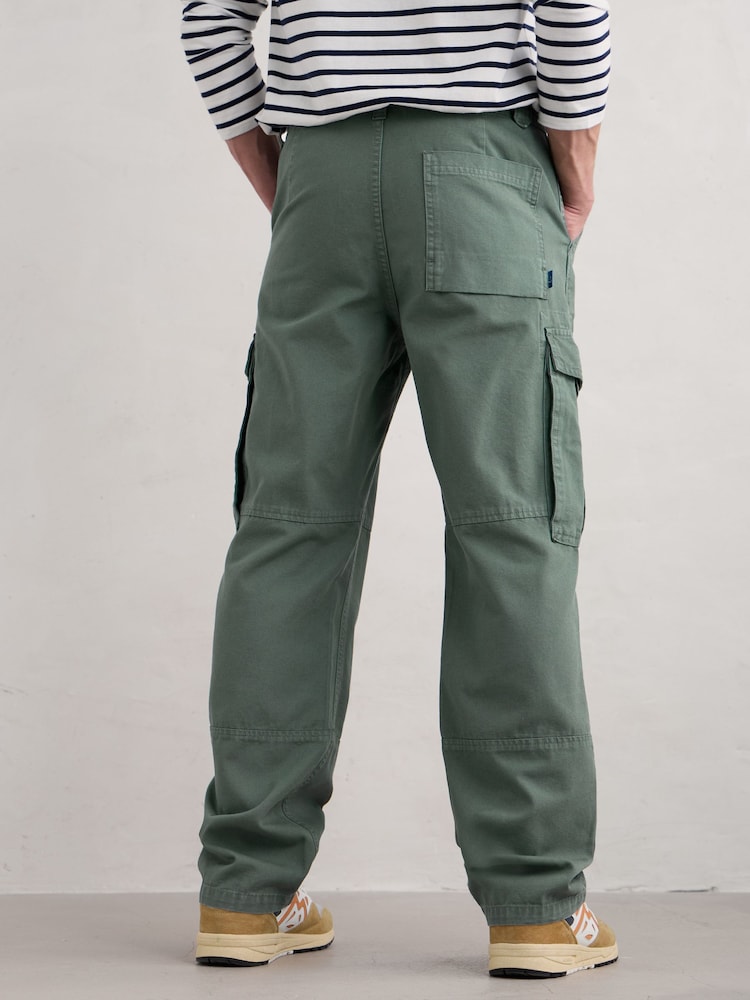 Seasalt Cornwall Green Mens Launchman 100% Cotton Cargo Trousers - Image 2 of 5