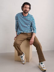 Seasalt Cornwall Blue Mens Sailor Shirt With Crew Neck - Image 3 of 5