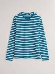 Seasalt Cornwall Blue Mens Sailor Shirt With Crew Neck - Image 4 of 5