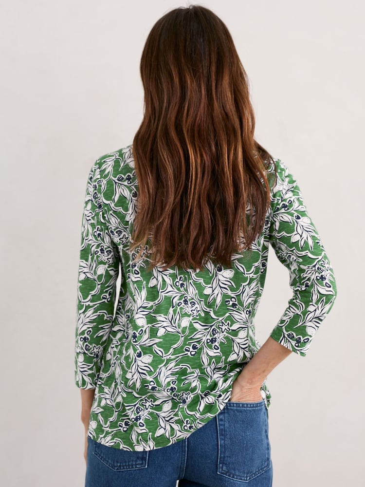 Seasalt Cornwall Green Gypsophilia Notch Neck Top - Image 2 of 5