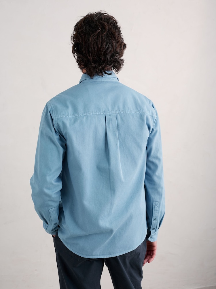Seasalt Cornwall Blue Mens Jackdaw Cotton Twill Shirt - Image 2 of 5 Seasalt Cornwall Blue Mens Jackdaw Cotton Twill Shirt - Image 2 of 5