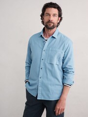 Seasalt Cornwall Blue Mens Jackdaw Cotton Twill Shirt - Image 3 of 5