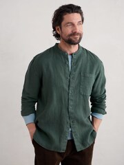 Seasalt Cornwall Green Mens Porlock 100% Linen Shirt - Image 1 of 5