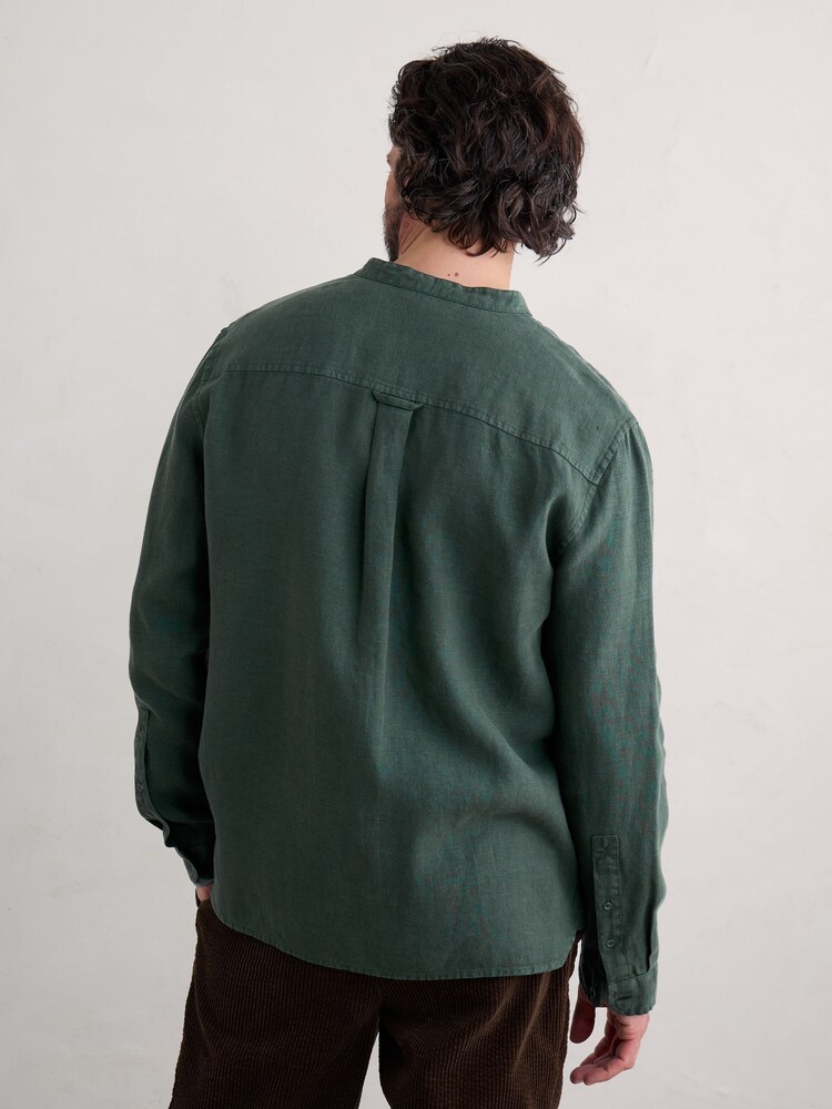 Seasalt Cornwall Green Mens Porlock 100% Linen Shirt - Image 2 of 5