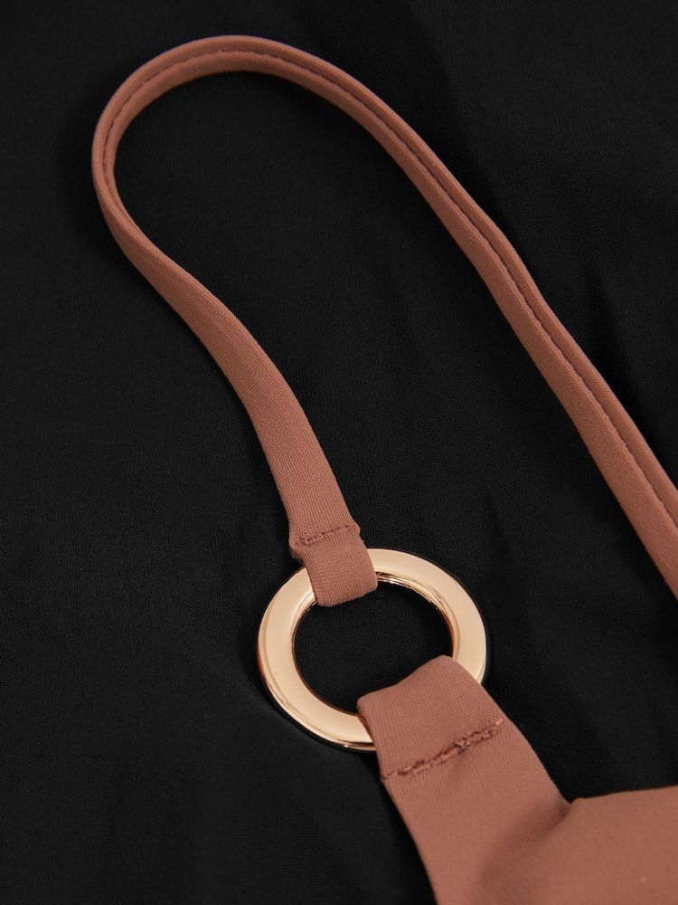 Reiss Mink/Black Farah Colourblock Square Neck Swimsuit - Image 4 of 4