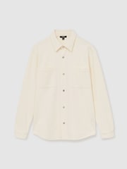 Reiss Off White Fitzroy Brushed Corduroy Press-Stud Overshirt - Image 2 of 6