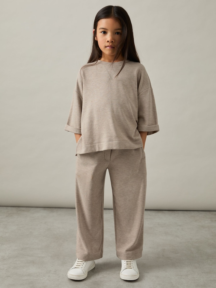 Reiss Oatmeal Finley 4-9 yrs Top And Trousers Lightweight Lounge Set - Image 1 of 4