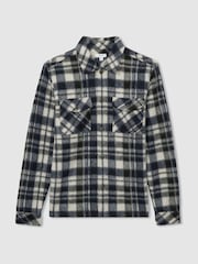 Reiss Navy Wade Patch-Pocket Checked Overshirt - Image 2 of 5