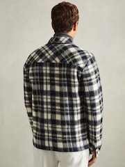Reiss Navy Wade Patch-Pocket Checked Overshirt - Image 4 of 5