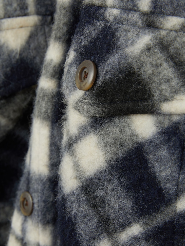 Reiss Navy Wade Patch-Pocket Checked Overshirt - Image 5 of 5