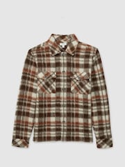 Reiss Brown Wade Patch-Pocket Checked Overshirt - Image 2 of 6