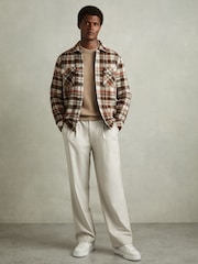 Reiss Brown Wade Patch-Pocket Checked Overshirt - Image 3 of 6