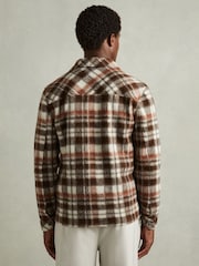 Reiss Brown Wade Patch-Pocket Checked Overshirt - Image 4 of 6