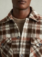 Reiss Brown Wade Patch-Pocket Checked Overshirt - Image 5 of 6
