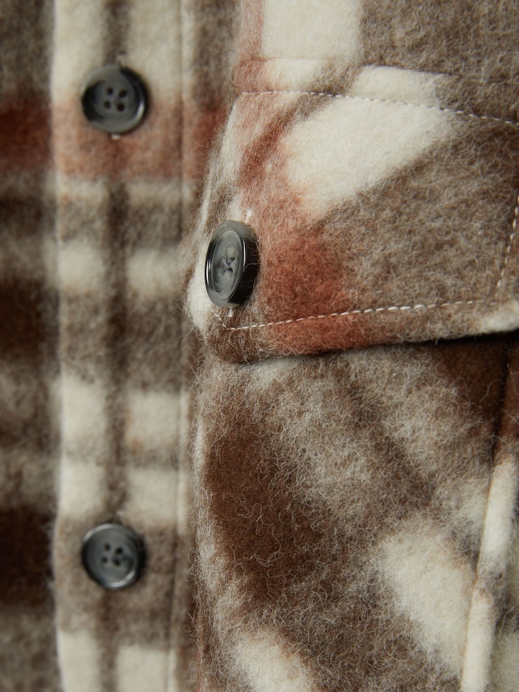 Reiss Brown Wade Patch-Pocket Checked Overshirt - Image 6 of 6