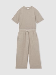 Reiss Oatmeal Finley 9-13 yrs Top And Trousers Lightweight Lounge Set - Image 2 of 4