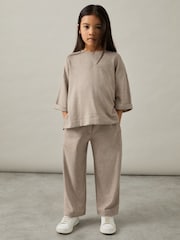 Reiss Oatmeal Finley 9-13 yrs Top And Trousers Lightweight Lounge Set - Image 3 of 4