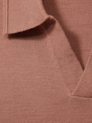 Reiss Dusty Blush Pink Duchie Merino Wool Open Collar Polo Shirt - Image 7 of 7
