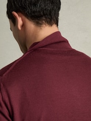 Reiss Claret Red Duchie Merino Wool Open Collar Polo Shirt - Image 6 of 7