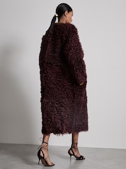 Reiss Burgundy Dianna Atelier Shearling Convertible Coat - Image 5 of 6