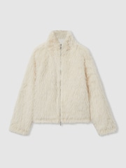 LES 100 CIEL Reiss | Les 100 Ciels Faux-Fur Coat - Image 2 of 7