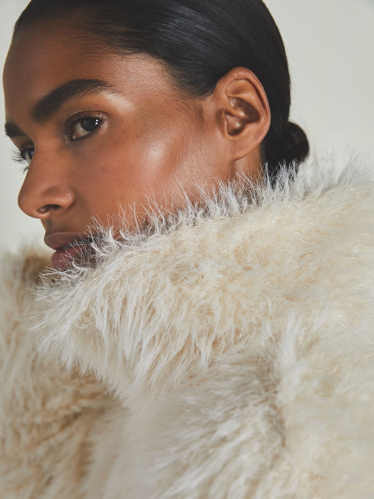 LES 100 CIEL Reiss | Les 100 Ciels Faux-Fur Coat - Image 4 of 7