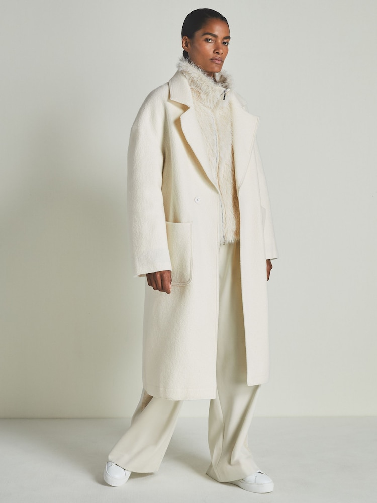 LES 100 CIEL Reiss | Les 100 Ciels Faux-Fur Coat - Image 6 of 7