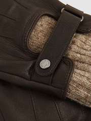 Marrón oscuro - Reiss Sanford Leather Ribbed-Cuff Gloves - Imagen 3 de 3