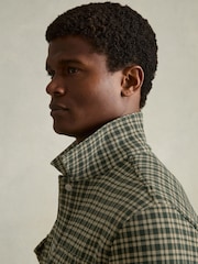 Reiss Green Glen Check Patch-Pocket Overshirt - Image 4 of 6