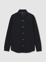 Reiss Navy Fitzroy Brushed Corduroy Press-Stud Overshirt - Image 2 of 7