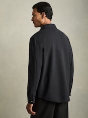 Reiss Navy Fitzroy Brushed Corduroy Press-Stud Overshirt - Image 6 of 7