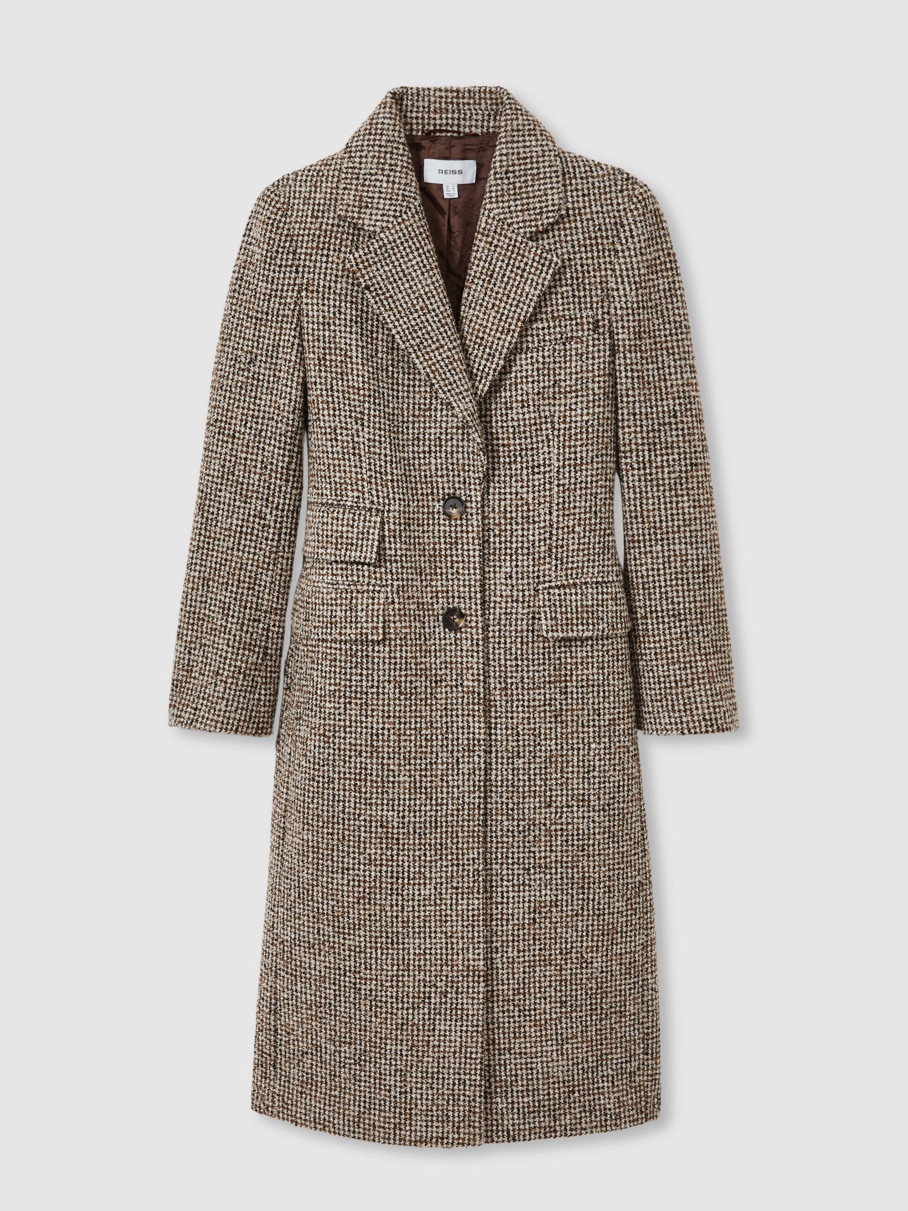 【ネット限定】 Buy Reiss Brown Check Kai Wool-Blend Houndstooth-Check Coat チェスターコート