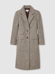 Reiss Brown Check Kai Wool-Blend Houndstooth-Check Coat - Image 2 of 7