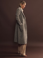 Reiss Brown Check Kai Wool-Blend Houndstooth-Check Coat - Image 4 of 7