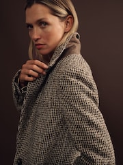 Reiss Brown Check Kai Wool-Blend Houndstooth-Check Coat - Image 5 of 7
