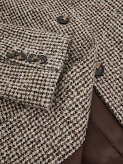 Reiss Brown Check Kai Wool-Blend Houndstooth-Check Coat - Image 7 of 7