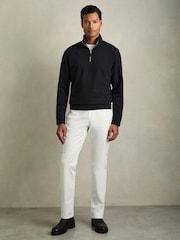 Reiss Navy Creek Brushed-Corduroy Half-Zip Jumper - Image 1 of 6