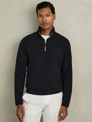 Reiss Navy Creek Brushed-Corduroy Half-Zip Jumper - Image 3 of 6