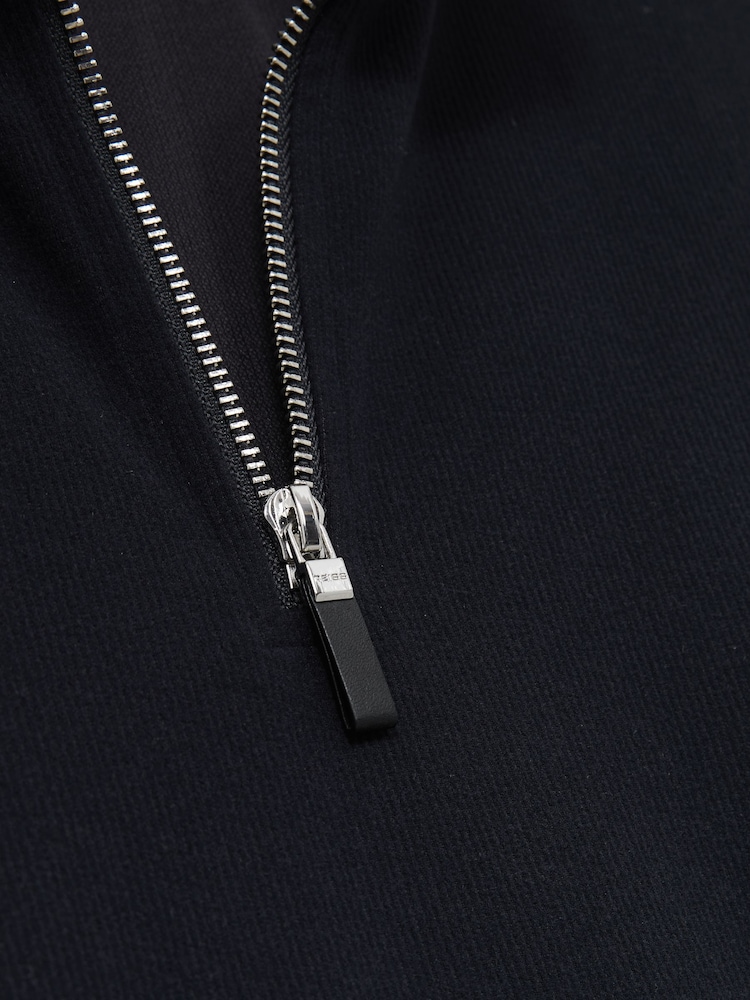 Reiss Navy Creek Brushed-Corduroy Half-Zip Jumper - Image 6 of 6