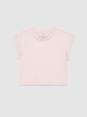 Reiss Pale Pink Terry 4-9 yrs Cotton-Jersey Cropped T-Shirt - Image 2 of 4