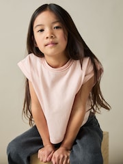 Reiss Pale Pink Terry 4-9 yrs Cotton-Jersey Cropped T-Shirt - Image 3 of 4