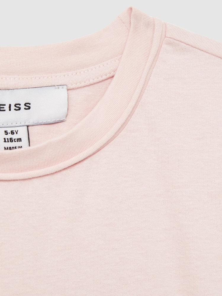 Reiss Pale Pink Terry 4-9 yrs Cotton-Jersey Cropped T-Shirt - Image 4 of 4