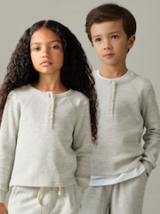 Reiss Grey Taylor 9-13 yrs Cotton Blend Jersey Waffle Top And Trousers Set - Image 1 of 5