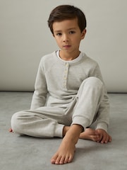 Reiss Grey Taylor 9-13 yrs Cotton Blend Jersey Waffle Top And Trousers Set - Image 3 of 5