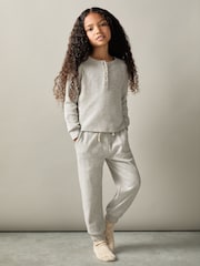 Reiss Grey Taylor 9-13 yrs Cotton Blend Jersey Waffle Top And Trousers Set - Image 4 of 5
